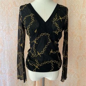 Y2k double layer mesh chain print shirt by New York & Company